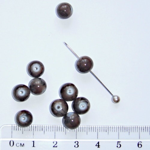 Sklen�n� kor�lky DEKOR 8mm 20ks hn�d� batika
