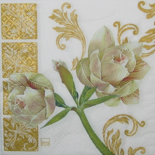 Kv�ty se zlat�mi ornamenty 33x33