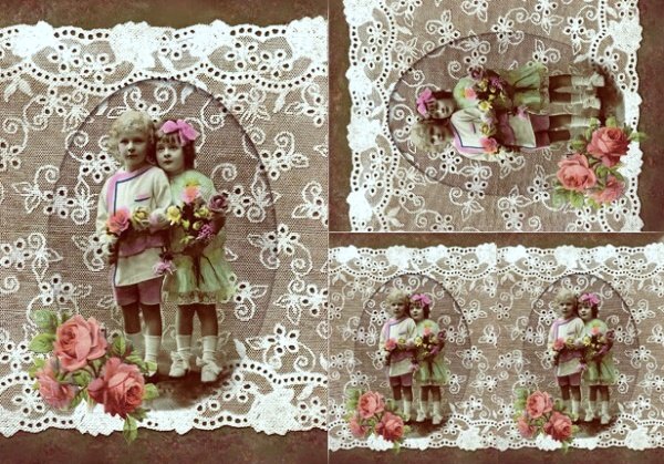 Retro D�ti v krajkov�m r�me�ku 35x50