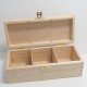 Dřevěná krabička na čaj - 3 komory, rovné víko, kování