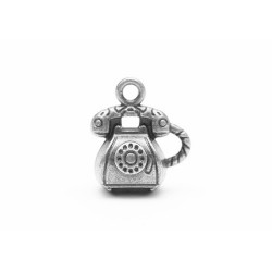 Kovový přívěsek - telefon retro, starostříbro