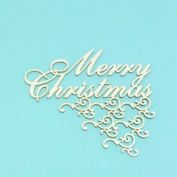 Merry Christmas s ornamentem - 1ks chipboards