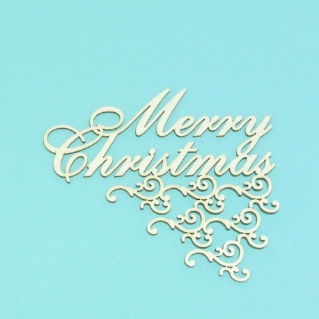 Merry Christmas s ornamentem - 1ks chipboards