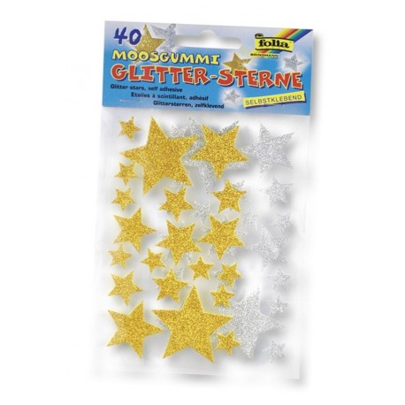 Glitterové samolepky moosgummi hvězdičky (F)