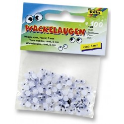 Pohyblivé oči bílé, kulaté, 5mm, 100ks