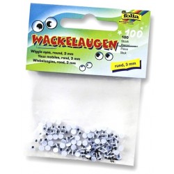 Pohyblivé oči bílé, kulaté, 3mm, 100ks 