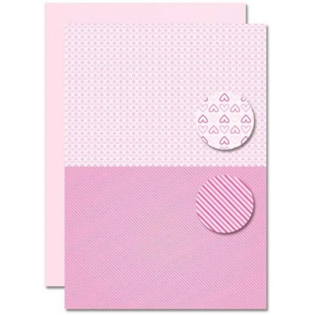 Papír na pozadí A4 - Baby růžový, srdíčka