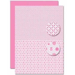 Papír na pozadí A4 - Baby růžový, drobné motivy