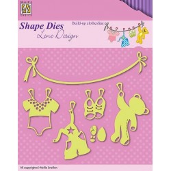 Vyřezávací šablony - Baby, prádlo na šňůře (Shape Dies)