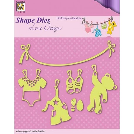 Vyřezávací šablony - Baby, prádlo na šňůře (Shape Dies)