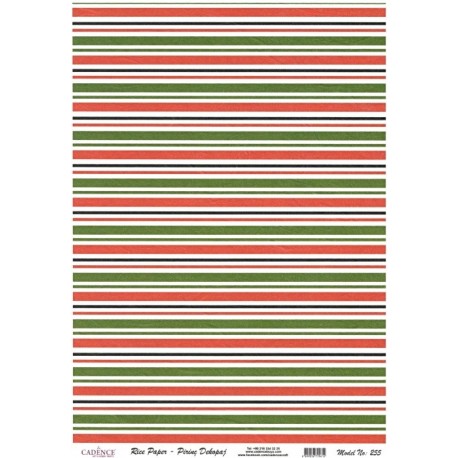 Rýžový papír A4 Pruhy ve vánočních barvách