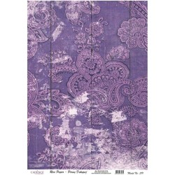Rýžový papír A4 Vzor paisley fialový vintage