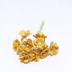 Směs drobných papírových květů 15mm, žluté, 10ks