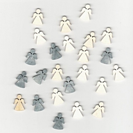 Dřev.dekorace šedé - andílci 2cm, 24ks