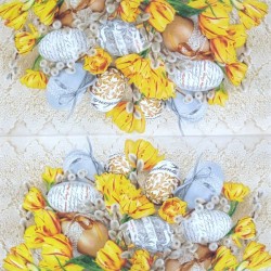 Kraslice a žluté tulipány 33x33