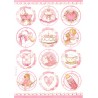 Papír rýžový A4 Dětské motivy v kruzích, růžové