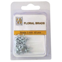 Brads Glitter 3mm, 40ks - white (Nellie´s Choice)