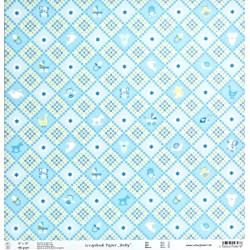 Baby, Kosočtverce modrý 30,5x30,5 scrap. papír