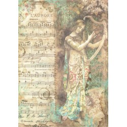 Papír rýžový A4 Dáma s harfou