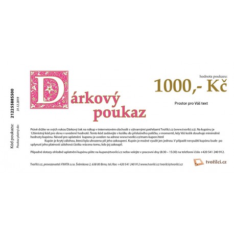 1000 Kč - Dárkový poukaz Tvořílci.cz