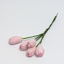 Papírový tulipán 1,5cm, světlá růžová, 5ks