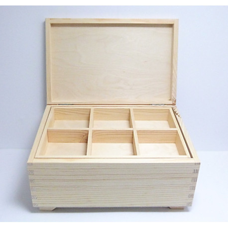 Dřevěná krabice s vyndávacími přihrádkami