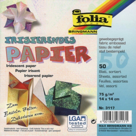 Origami papírky 14x14 opalizující duhové s jemnou texturou