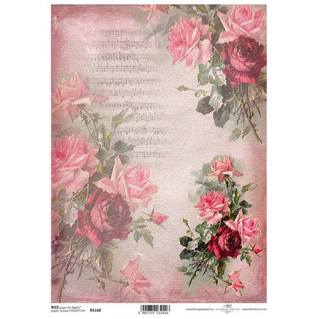 Papír rýžový A4 Růže malované na plátně, noty