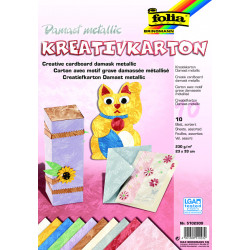 Kreativní karton 230g, 10ks, Damašek metallic