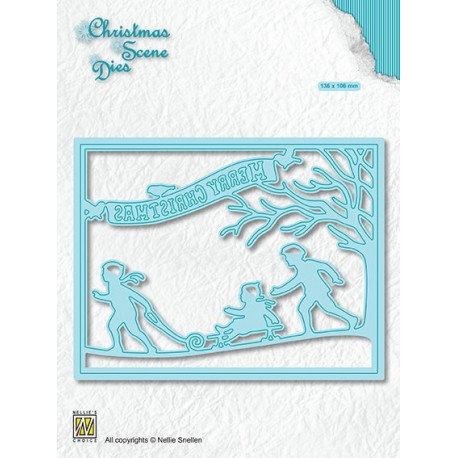 Vyřezávací šablona Vánoční obraz - Zábava na sněhu (Nellie´s Choice)