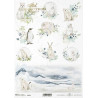 Papír rýžový A4 Zvířata v zimně, panorama hor