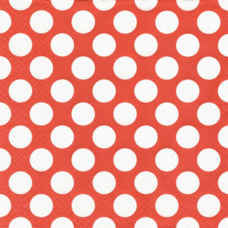 Bílé puntíky na červené, větší 33x33