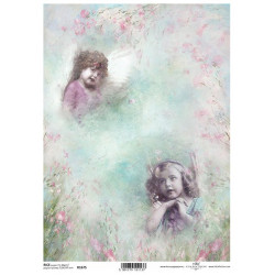 Papír rýžový A4 Shabby Chic, akvarel, dva andílci