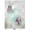 Papír rýžový A4 Shabby Chic, akvarel, dva andílci