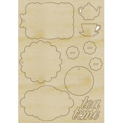 Destička z překližky A5 - tea time (Pronty)
