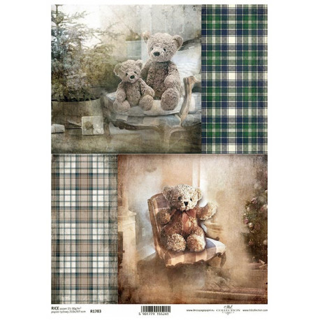 Papír rýžový A4 Skotský styl, obrázky s medvídky 1
