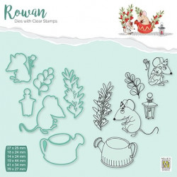 Set razítek a šablon Rowan - vánoční myšky 2 (Nellie´s Choice)