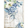 Papír rýžový A4 Sea Dreams, modré a bílé květy