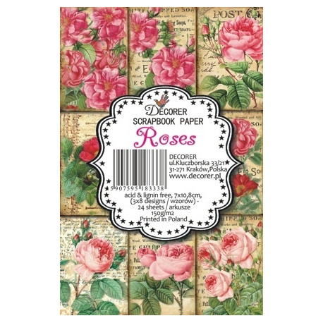Sada scrap.kartiček 7x10,8cm - Roses (Decorer)