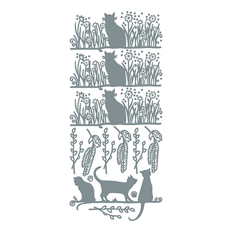 Samolepky obrysové Kočky na jaře - stříbrné