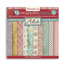 Sada papírů 20,3x20,3 190g Alice, vzory na pozadí