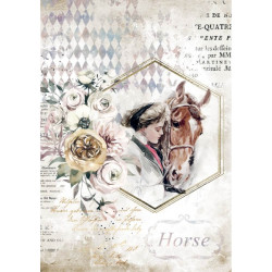Papír rýžový A4 Horses, dívka a kůň