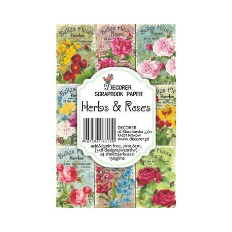 Sada scrap.kartiček 7x10,8cm - Herbs & Roses (Decorer)