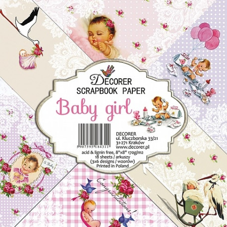 Sada papírů Baby girl 20x20 (Decorer)