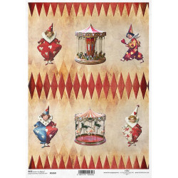 Papír rýžový A4 Cirkusové motivy, kolotoč, klauni
