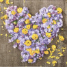 Květinové srdce fialovožluté 33x33