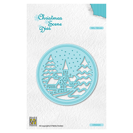 Vyřezávací šablona Vánoční obraz, kruh - Zasněžená krajina (Nellie´s Choice)