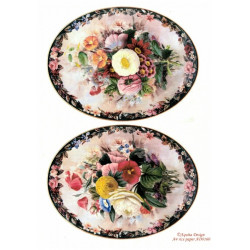Papír rýžový A4 Květiny ve dvou medailonech I Aquita