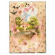 Papír rýžový A4 Selský domeček s rozkvetlou třešňovou větví Aquita