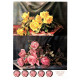 Papír rýžový A4 Malované kompozice růží 3 Aquita